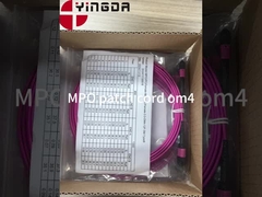 12 ফাইবার এমপিও মহিলা সংযোগকারী প্যাচ কর্ড OM4 50/125um এলিট ক্ষতি 0.35 ডিবি বেগুনি মেরুদণ্ড A
