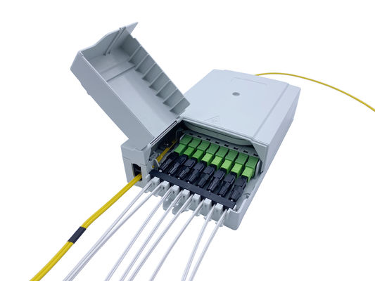 কেনা IP54 8 পোর্ট FTTH ফাইবার অপটিক্যাল টার্মিনেশন বক্স মিড স্প্যান এন্টি ইউভি শকিং রেজিস্টেন্স গ্রে পিসি মিশ্র অনলাইনে উৎপাদন