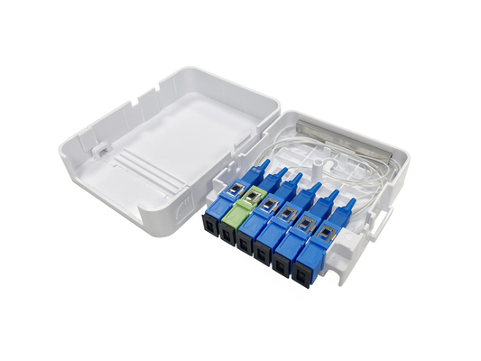 FTTH বাড়ির জন্য এবং বহিরঙ্গন প্রাচীর-মাউন্ট করা 1X5 স্প্লিটার সহ ফাইবার অপটিক টার্মিনেশন বক্স